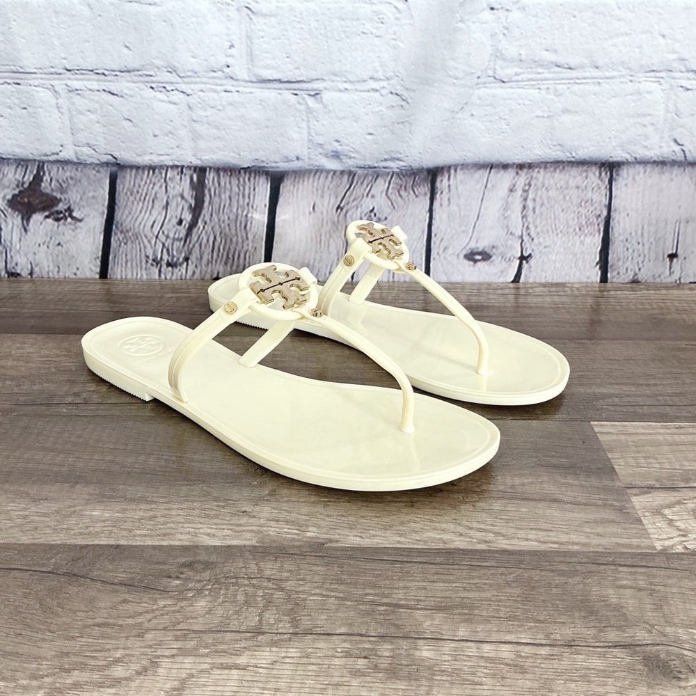 Tory Burch Mini Miller Jelly Flat Thong Ivory Size 8M
